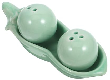 Healifty Pea Shape Ceramic Salt and Pepper Shaker Set, Novelty Kitchen Seasoning Dispensers, Mexican Kitchen Decor Spice Containers for Home and Wedding Game Prizes