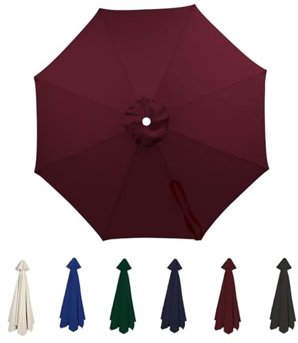 Générique Auvent De Remplacement pour Parasol 6/8 Baleines Toile Parasol Auvent de Rechange pour Parasol de terrasse Toile De Parasol Déporté Remplacement pour 2m/2,5m/2,7m/3m(Burgundy,300cm/8Ribs)