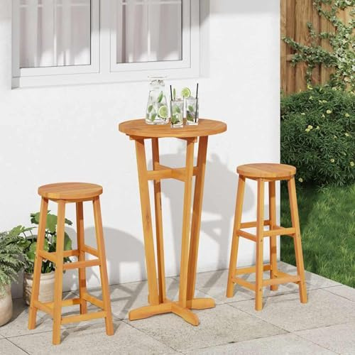 Anself Garten Bartisch aus Akazienholz Massiv, 60 x 105 cm, mit Öl behandelt, für Innen und Außen, als Esstisch nutzbar, einfache Reinigung 319698