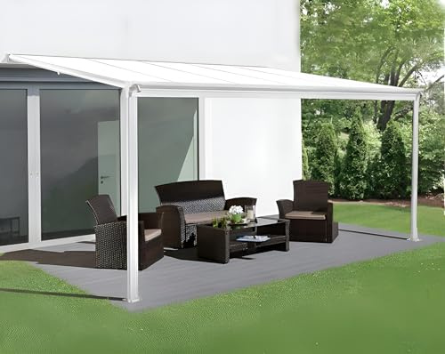 Primrose White Powder Coated Aluminium Veranda Lean to Garden Patio Canopy Carport 3.12m x 3m