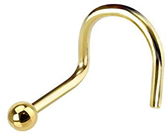 AZARIO LONDON Piercing para nariz de oro amarillo macizo de 14 quilates, calibre 20, para la nariz, Oro amarillo