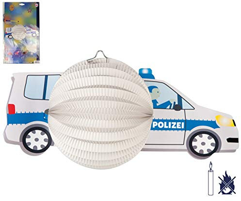 TIB Heyne 13433 - Motivlaterne, Polizeiauto, Ø20cm, schwer entflammbar, ohne Kerzenhalter, Polizei, St. Martin, Laternenumzug