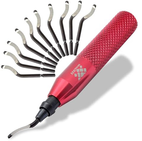Kit di utensili per sbavatura con 11 lame in acciaio ad alta velocità BS1010 | Rimozione di precisione delle sbavature sui bordi di tubi idraulici in rame, ferro, ottone e PVC