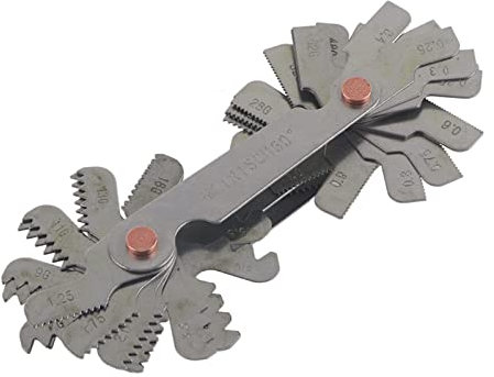 Yosoo Health Gear Jauge de Pas de Filetage, 52 pièces jauge de Pas de vis en Acier Inoxydable 60 et 55 degrés Outil de Mesure de Pas de vis(Métrique et impérial)