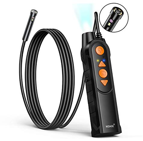 0.197inch Dual Lens Wireless Endoscope Camera, NIDAGE 5.0mm Ultra-Slim Automotive Inspection Camera with 7 LEDs, 1080P Dual Lens Borescope Waterproof for Android & iOS Smartphone Tablet(5FT)