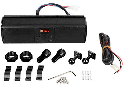 Altoparlante stereo per moto, sistema audio per manubrio di modifica Sistema audio impermeabile anti-lato(Nero)