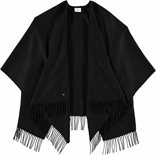 FRAAS Ruana – poncho av ren polyakryl – vanliga färger – för kvinnor – varm och hudvänlig – tillverkad i Tyskland – 130 x 150 cm, svart, one size stor