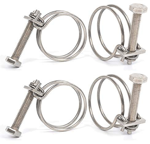4 Pcs Double Wire Hose Clips Adjustable 304 Stainless Steel Hose Clamps Pond Hose Joint to Fit for 13-16mm/ 0.51-0.63 inch Pipe