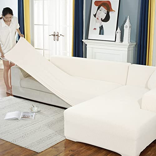 BOLUXIU Sofabezug, Eck Stretch-Sofabezug Stretch Sofabezug für 1/2/3/4 Sitzer（L-förmiges Ecksofa erfordert Zwei）