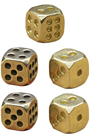 TOYANDONA 5 Stück Kupfer Würfel Metall D6 0.43 Zoll Kleine Spielwürfel Für Tischspiele Brettspiele Familienfeiern Und Party Requisite