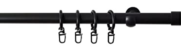 SN Deco Gardinenstange Kappe 1-läufig schwarz matt 20 mm, inkl. Zubehör, Fixmaß (120 cm)