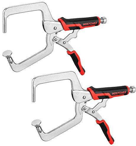 MAXPOWER 12.5-Inch Pocket Hole Clamp, 2 Pack Right Angle Clamp for Woodworking and Pocket Hole Joinery Visit The MAXPOWER Store