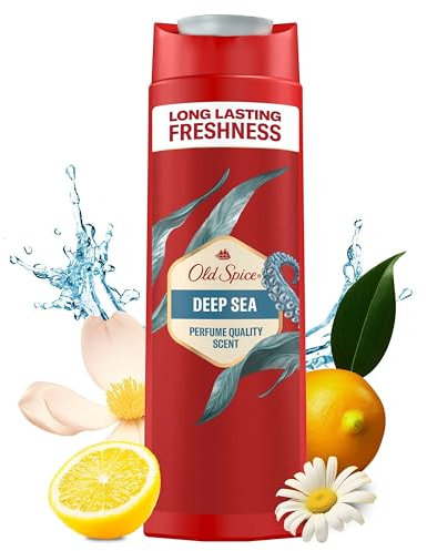 Old Spice Deep Sea 3-in-1 Mehrzweck-Shampoo für Haar, Gesicht und Körper 250 ml, langanhaltende Frische, Duft von Parfümqualität, Tiefenreinigung