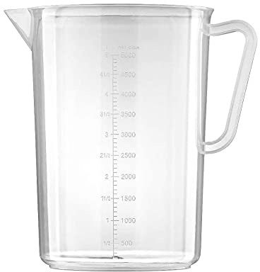 Forgast Polypropylen-Krug mit Messbecher, Leicht und bequem, Messung alle 100 ml, Fassungsvermögen 5 l, Höhe 27.5 cm, Durchmesser 20 cm, Measuring cups, Polypropylen Kanne mit Messbecher, Kitchenaid