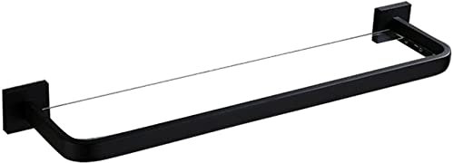 AKAZI Badezimmer-Glasregal Wandmontiertes Badezimmer-Glasregal, Goldrahmen, gehärtetes Glas + gebürsteter Edelstahl (Color : Gold, Size : 50cm) (Black 60cm)