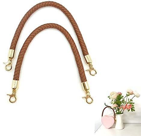 xuanto 2 Stück TLedertasche Griffe Handtasche Taschenzubehoer für Taschenriemen Ersatz Ledertasche Griffe Handtasche Riemen Ersatz mit 2 Karabinerhaken,Taschenzubehoer für Taschenriemen (40cm, Braun)