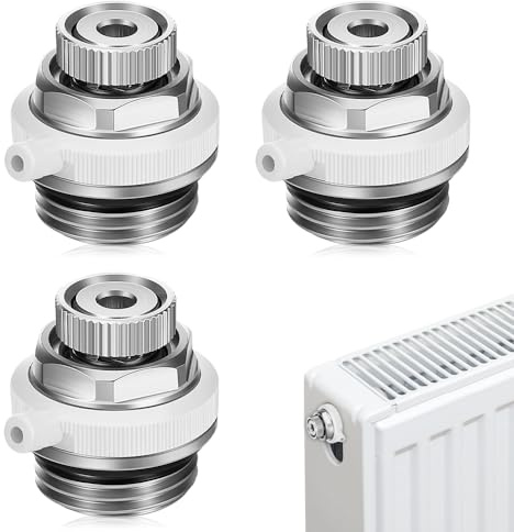 mizikuu 3 PCS Válvula de Ventilación para Radiadores, 1/2 Válvulas de Radiador Conector de Válvula de Purga de Ventilación de Radiador Para el Ahorro de Energía