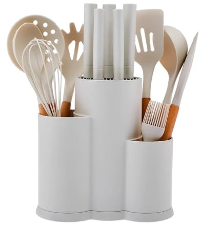 KARACA Burby 14 Piece Knife Block Set, Kitchen Knife Set, Cream Knife Set, Knife Block Set, Cream