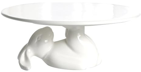 Soulnioi Easter Cake Stand,Bunny Rabbit Ceramic Plate,Dishes for Dessert Food Server Tray Ceramic Snack Stand Earring Organizer Tray for Wedding,Mother's Day Easter Day One Bunny