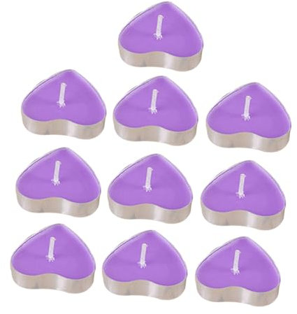 Warmhm 50 Stück Herzförmige Wachskerzen Violett Rauchfreie Romantische Kerzen Für Hochzeiten Partys Drinnen Draußen Dekolichter Für Weihnachten Feste