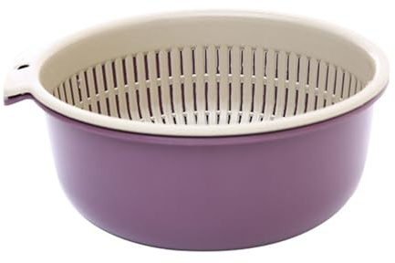Gran Capacidad Multifuncional 2 en 1 Cocina Colador Tazón Conjunto Seguro Material Plástico Desmontable con Drenaje Agua Fácilmente para la Limpieza Lavado (S 1000ml 12x10x9,5cm)