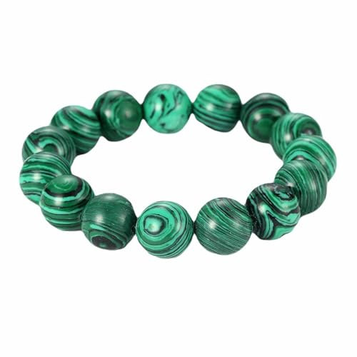 Wycian Armband Grüne Steine, Männer Armband 22cm Perlen Malachit 1 Malachit 14mm Elastisch 1er Naturstein für Abschlussball