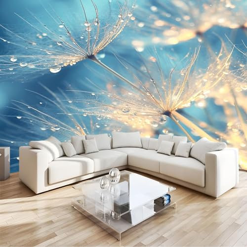Fotomural Diente de león de gota de agua natural Fotomural Pared, 250x175 cm Papel Pintado 3D, Fotomurales Decoración de Comedores Moderna Lana Sala Cuarto Salón