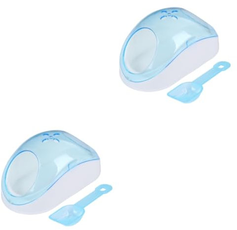 INOOMP 2stücke Kleintier Sandbad-badewanne Für Chinchillas Und Hamster Plastik Badezimmer Mit Sandlöffel Zufällige Löffelfarbe Transparente Beobachtungsöffnung Stabil Und Tragbar