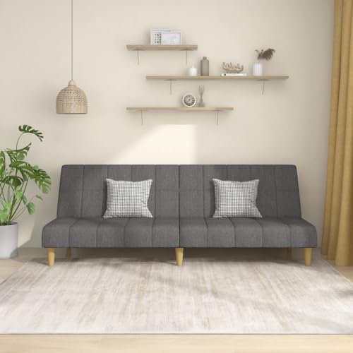 Homgoday Schlafsofa 2-Sitzer Klappsofa mit Schlaffunktion Bettcouch Bettsofa Loungesofa Sofa Couch mit Verstellbarer Rückenlehne für Wohnzimmer Schlafzimmer Hellgrau Stoff