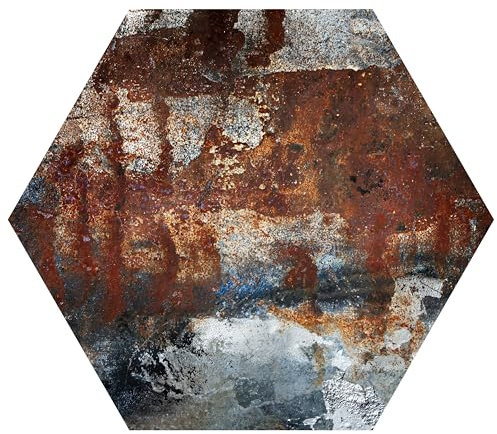 wandmotiv24 Hexagon-Fototapete Metall rostig, selbstklebende Strukturtapete 260g - Extra-Groß - (200x173cm) M0057