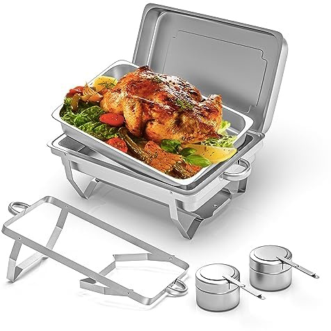 MEISTERWERK Warmhaltebehälter Essen (1er Set) - Erstklassiger 410 Edelstahl Chafing Dish - Warmhaltebehälter für Speisen inkl. Anleitung - Speisenwärmer ideal für Events & Partys
