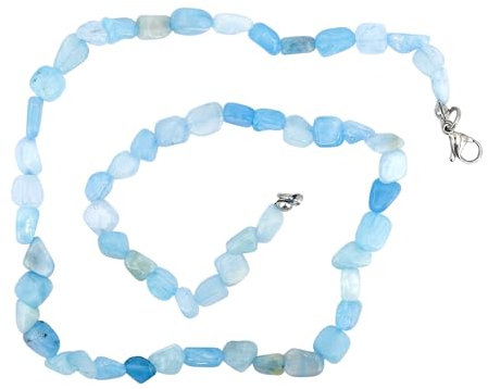 Generisch Taddart Minerals – Blaue Nugget Halskette aus dem natürlichen Edelstein Aquamarin mit 45cm Länge – handgefertigt