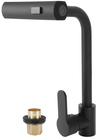 Rubinetto da allungabile, ad alta pressione, girevole a 360°, miscelatore per lavello con doccetta a 3 modalità, rubinetto estraibile da (BLACK)