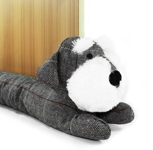 Animal Under Door Draft Stopper-Decorative Weighted Noise Blocker for Doors Windows (Grey Dog, 36 inch)