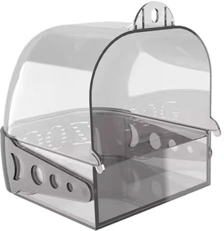 Grtheenumb Vogelkäfigbad, Vogelbad für Käfig 6x5x6 Zoll transparent Grauer Schraufpc mit Abnehmbarer für kleine bis mittlere Vögel