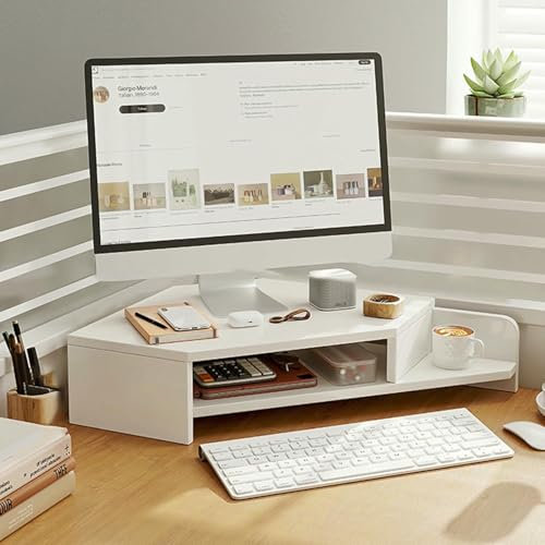 XDRGOOIUY Laptop Stands Desktop Organizer Computer Monitor Stand Desk Corner Shelf Lift, Wooden Computer Monitor Riser, for Laptop/PC Screen/TV
