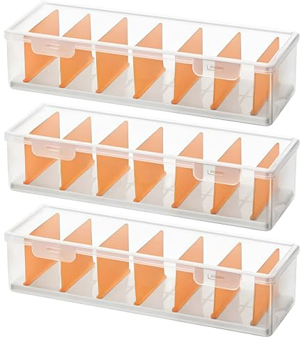 VIDETOL 3 Stück Kabel Organizer Box, Kabel Aufbewahrungsbox mit Deckel und 7 Verstellbare Fächern, Kabelbox Kunststoff, Cable Organizer für Kleine Utensilien