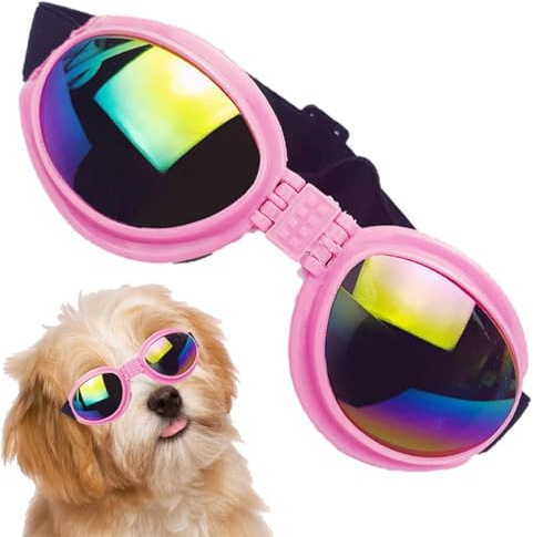 Gafas de Sol para Perros: Gafas de Perrito Impermeables, Gafas de Sol de Perro UV Protection con Correa Ajustable | Gafas de protección de los Ojos de Verano, Ropa de Mascota de Peluche Plegable
