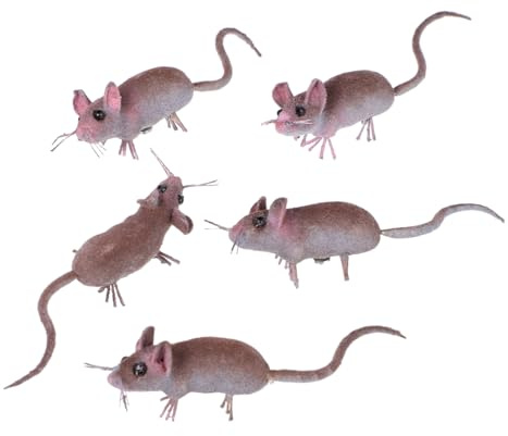 BESPORTBLE 5 PièCes Mini Figurines Souris RéAlistes DéCor Fausses Souris Simulation Micro-Paysage pour Jardin Maison Et ÉDucation