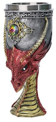 YIXINLOMYY Dragon Goblet Stainless Steel Dungeons and Dragon Gift for Men, 7 oz Chalice Wine Goblet Medieval Drinking Cups Gothic Goblet Halloween Christmas Gift (Red)