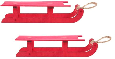 BCOATH 2stücke Holzschlitten Weihnachtsdeko Hängend Schlitten-Ornament für Weihnachtsbaum Büro und Wohnung Naturholz Rustikal Unbestrichen