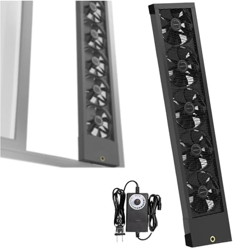 Ventilatore Scarico Finestra, Camera, Senza Perforazione, Velocità/Portata Reglabili, Cornice Alluminio + Griglia Acciaio Inox, per Casa, Cucina, Ufficio(50-55CM)