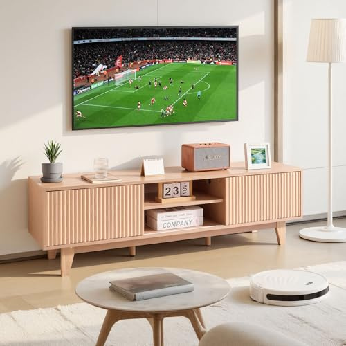 VEVOR Armadietto per Televisore con Ripiani Stile Boho 150 x 39 x 45 cm, Capacità di Carico 158,76 kg, Mobiletto TV per Salotto con Ripiani Aperti e Anta Avvolgibile, per Soggiorno, Camera da Letto