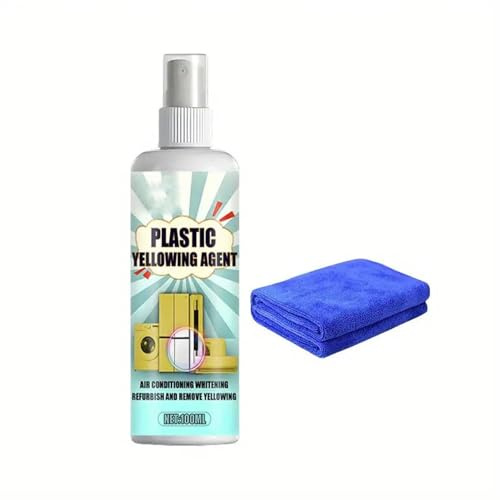 Heavy Duty Yellow Stain Remover, 100 ml Plastic Yellowing Remover Fast Acting - With a Cleaning Cloth, for Air Conditioner Toilet Seat Home Appliances Plastic Surface Cleaner (1pc)
