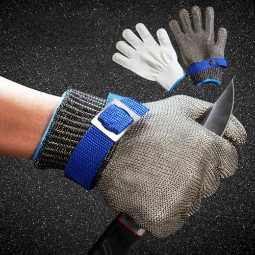 Guantes anticorte de nivel 5, alambre de acero inoxidable 316, resistentes al desgaste y antideslizantes para corte de vidrio y procesamiento de sacrificio