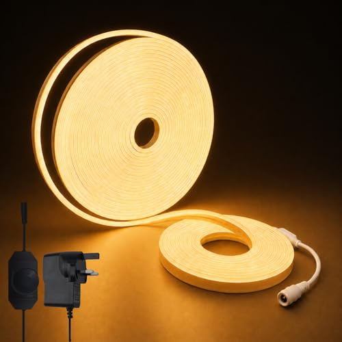 Meevt Neon LED Strip Light 15M, Dimmable Warm White Bedroom LED Rope Light | 3000K, IP65 Waterproof, Flexible Silicone, 24V DIY Cuttable for Cabinet, Mirror, Kitchen, Holiday, Indoor, Outdoor Decor