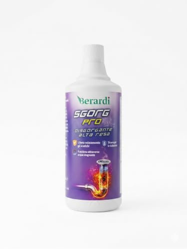 Berardi SGORG PRO, Disgorgante Liquido ad Alta Resa, Sicuro per Tubazioni, Agisce in Acqua Stagnante