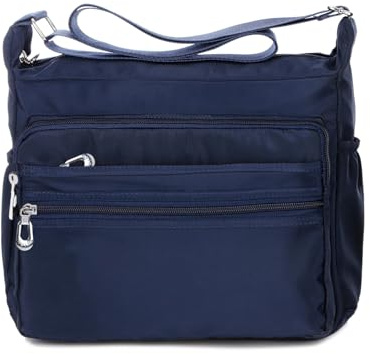 NOTAG Damen Umhängetasche, Wasserdicht Nylon Schultertasche Multi-Tasche Messenger Bag 2 Size (Blau, S)