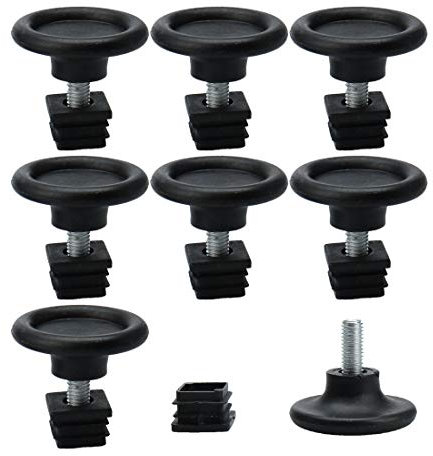 sourcing map 8Set Verstellbare Möbelfüße Nivellierfüße Vierkantrohr Einsatz Einstellbar Nivelliergerät Tisch 20x20mm