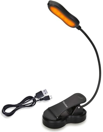 iGoober Amber Book Light, Rechargeable Blue Light Blocking Reading Light, Clip on Book Lamp, 3 Brightness Eye Care Sleep Aid Reading Lights for Study Bookworms Travel